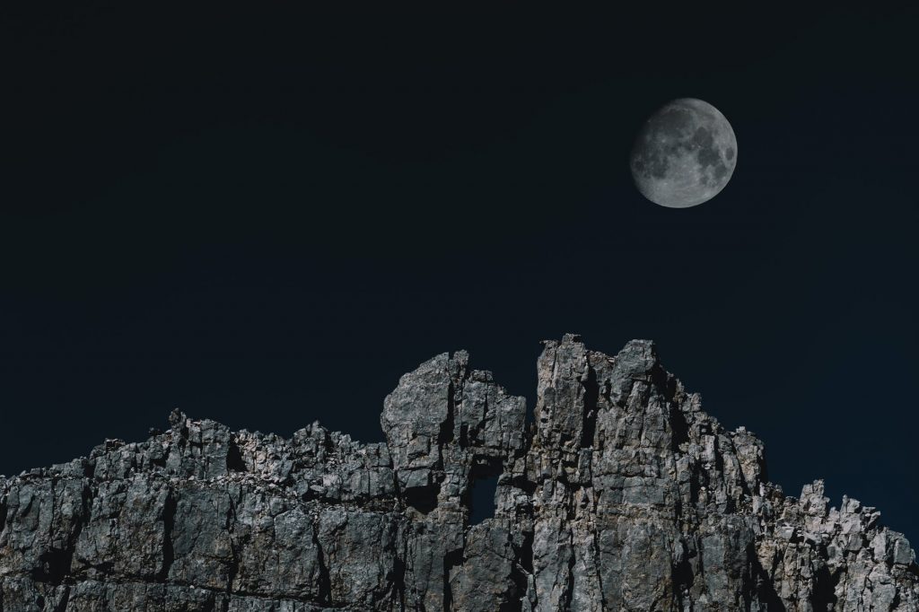 mountain rock and moon